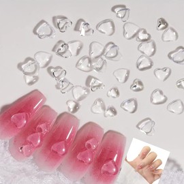 LeTradeJP Nail Parts, Heart, Clear, Transparent, Approximately 200 Pieces, 3D Transparent, Resin Nail DIY Decoration Parts, 0.2 inch (5 mm), 0.2 inches (6 mm)