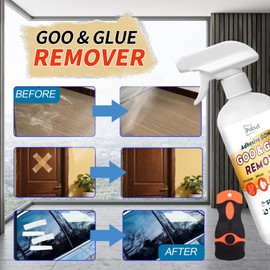 POLIXEL Adhesive Remover Goo & Glue Remover with Plastic Scraper Sticker Remover for Stickers, Labels, Decals, Residue, Tape, Gum, Grease, Tar, Crayon, Glue - 10oz/ 300ml