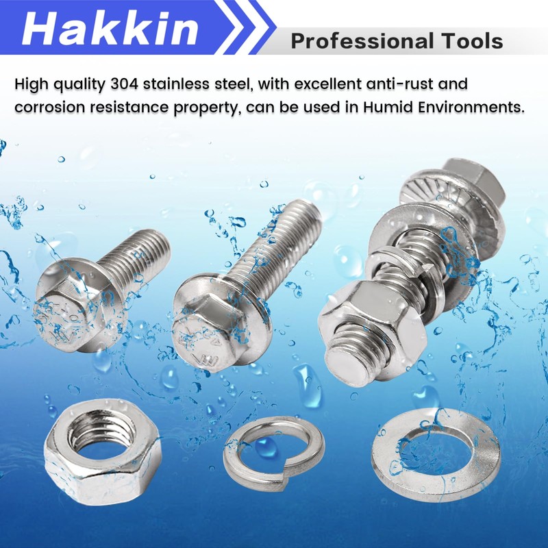 Hakkin 360PCS M5 M6 M8 Flange Bolts and Nuts Assortment