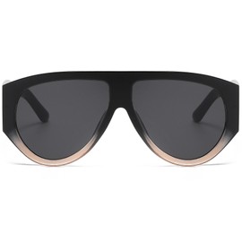 YAMEIZE Retro Sunglasses for Men and Women 70s Oversized Vintage Square Large Oversized Thick Frame Wraparound Chunky Glasses UV400 Protection, Black, brown / grey