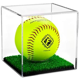 Better Display Cases Clear Acrylic Softball Display Case with Turf Base (A081-CTB)