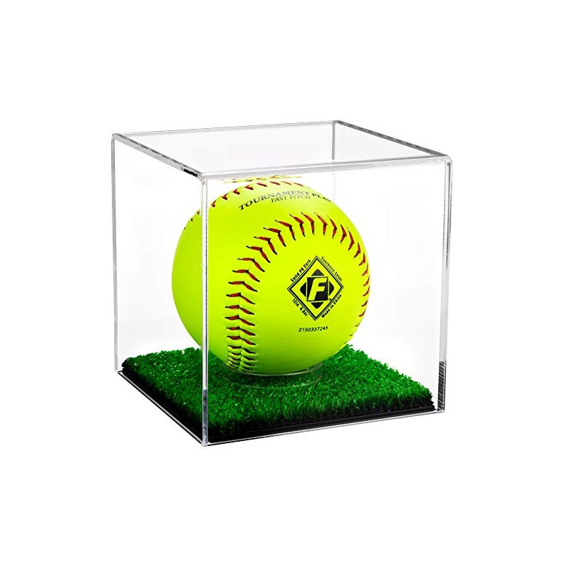 Better Display Cases Clear Acrylic Softball Display Case with Turf