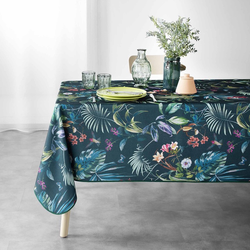 Douceur d'Intérieur, Rectangular Tablecloth 150 x 240 cm Emerald Polyester