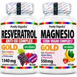 Purely Organics Resveratrol Gold + Magnesio Fem, 90 Cápsulas c/u