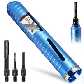 DaduoRi 2 1/4" Dry Core Drill Bit, 5/8"-11 Thread, with 3 Adapters Included: SDS Plus, SDS Max and 1/2" Hex Shank; 9.5" Drilling Depth Diamond Core Bits for Brick, Block, Concrete, Stucco and Masonry