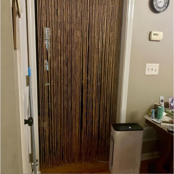 TACHILC Wood and Bamboo Beaded Curtain, Bamboo Beaded Curtain for