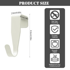 lafo Pack of 20 Door Hooks for Hanging, White Window Hooks for Hanging, Metal, Door Hooks, Interior or Exterior Door, Coat Hooks Door, Hooks for Window Decoration, Made of Carbon Steel