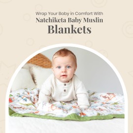 100% Organic Cotton Muslin Supersoft Baby Blanket, Luxurious Gender Neutral Swaddle & Receiving Blankets for Boys & Girls, Toddler Quilt & Stroller Blanket, Ideal Gift for Newborns (Gator On The Go)