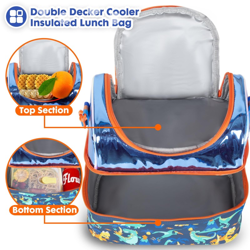 YOYTOO Kids Double Decker Cooler Insulated Lunch Bag, Back to