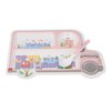 Kids Dinner Plate with Spoon Bamboo Fiber Divided Plates Cartoon