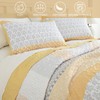 WONGS BEDDING Yellow Quilt Twin Size, Bohemian Stripe Quilt Sets