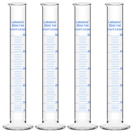 Labasics 4-Pack Borosilicate Glass 50 ml Heavy Wall Graduated Cylinder Measuring Cylinder