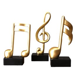 Fowecry 3Piece Musical Sculpture Statue Resin Music Note Figurine for Home Piano Gifts Resin Ornaments