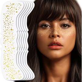 Cara Purpurina Pecas Tatuaje Cara 10PCS, Tatuajes Temporales de Pecas con Purpurina Dorada