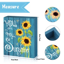 Thyle Sunflower Wood Box Sign Summer Funny Room Decoration You Are My Sunshine Box Sign Rustic Motivational Desk Decor for Office Home Living Room Decoration 6 x 7 x 1.8 Inches