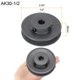 uxcell AK30-1/2 V-Belt Sheave 1/2"Bore 3.05"OD Single Groove Web Sheave Bored-to-Size Sheave, Cast Iron, Belt Section for 4L or A Belt