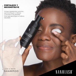 Champú para pestañas y cejas Nanolash 50 ml - champú limpiador para pestañas y cejas, espuma para lavar pestañas y cejas, champú para extensiones de pestañas