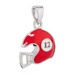 NKlaus 13 x 12 mm Rugby Helmet Pendant 925 Silver Ball Sport Hobby Silver Pendant 14183, Sterling Silver