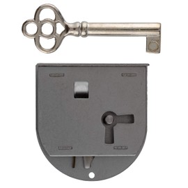 Long Rounded Half Mortise Lock w/ Skeleton Key for Left Hand Cabinet Doors | L-40L