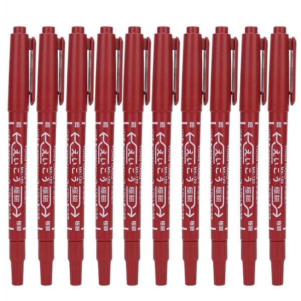 Tattoo Piercing Pen, Skin Pen Temporary Skin Tattoo Pens Skin Marker Tattoo Pen Marker Pen Double Head Marker Pen for Professional Salon Household Piercing Skin Marker Pen Pack of 10 (Red)