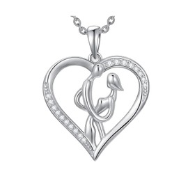 Plesitep Affectionate Hug Necklace 925 Sterling Silver Couples Necklace Embrace Necklace Valentine's Day for Women Lovers, Sterling Silver, Cubic Zirconia