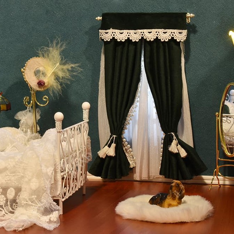 Miniature Curtain Rods 1/12 Scaled Simulation Alloy Dollhouse Double Layer