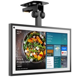 WALI Under Cabinet Mount for Echo Show 21, Echo Show 15, Height Adjustable and Foldable Mounting Bracket, Tilt Swivel for Echo Show 21, Echo Show 15, Holds up to 44lbs (ECS001), Black