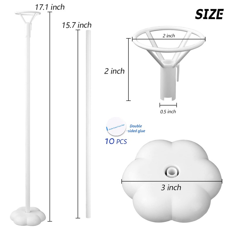 Sakolla 10 Sets Balloon Stick Stand, Holder with Base for
