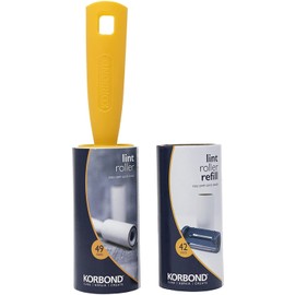 Korbond Lint Roller & Refill Set – One Lint Roller and One Large Replacement Head – 91 Sheets in Total - Suitable for ALL FABRIC TYPES