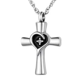 abooxiu Cross Ashes Necklace Stainless Steel Cremation Jewelry for Ashes Memorial Urn Necklace for Ashes for Men Women