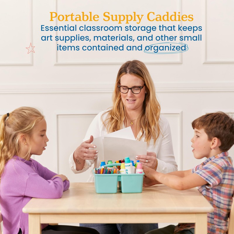 ECR4Kids 4-Compartment Medium Caddy, Storage Organizer, Contemporary, 6-Pack