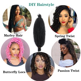 Marley Hair 24 Inch Springy Afro Twist Hair 8 Packs Afro Kinky Braiding Hair, Wrapping Hair for Soft Locs Synthetic Crochet Braids Hair Extension Natural Black for Black Women(24Inch,1B)