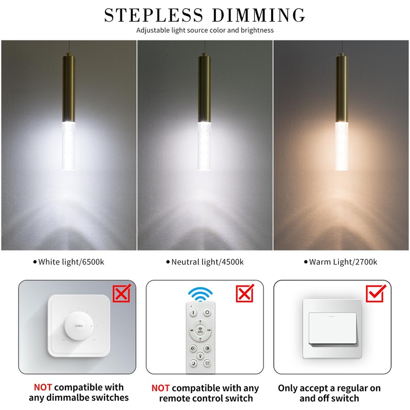 Mikeru 2 Pack Cylinder Ceiling Suspension Pendant Light, 3 Color