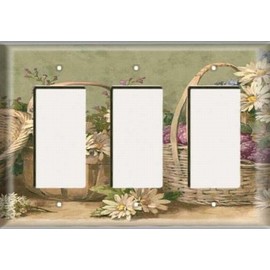 SnazzySwitch Decorative Light Switch Cover Plate - Flower Baskets - Triple Rocker (Three Decora) Switch Or Outlet