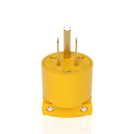 Muelnmey 1PCS Extension Cord End Electrical Replacement Plug NEMA 5-15P 15A 125V 2Pole 3Wire Yellow Shell Industrial Grade 3-Prong Male Straight Blade Grounding Type,UL Listed.