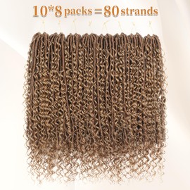 Boho Faux Locs Crochet Hair: 24 Inch Goddess Soft Locs for Black Women,8 Packs Pre Looped Bohemian Locs with Curly Ends and 3 Flying Curls（24 Inch, OT30/27)
