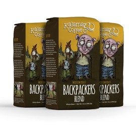 KALAMAZOO COFFEE COMPANY Backpackers Blend Whole Bean Coffee - Medium Roast | 12oz Bag (3 Pack)
