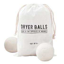 Santa Barbara Design Studio Wool Dryer Balls Natural Fabric Softener Woolly Ball Set in Muslin Storage Bag, 6-Pack, Opposite of Wrinkly