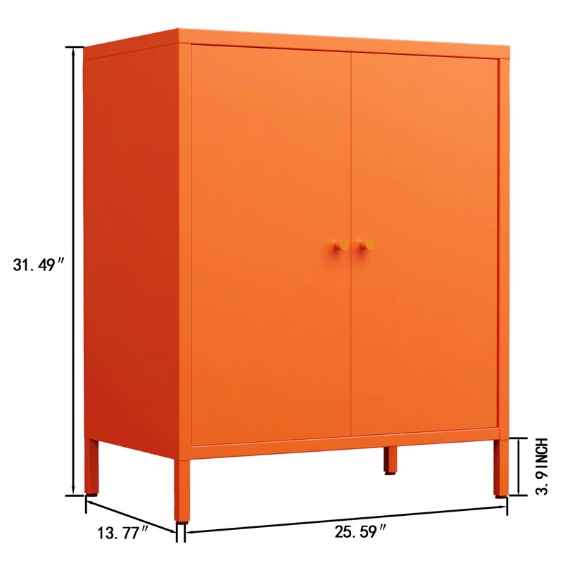 Small 2 Transparent Door Metal Storage Side Buffet Cabinet for