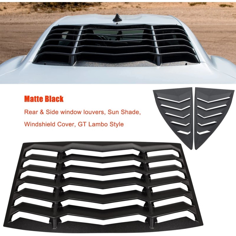 Camoo 3pcs Rear & Side Window Louvers Sun Shade Scoop
