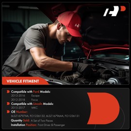 A-Premium Front Driver and Passenger Hood Hinges Compatible with Ford Escape 2013-2016, Focus 2012-2018 & Lincoln MKC 2015-2017, Front Left and Right Side, 2-PC Set, CP9Z16796A, BM5Z16797A