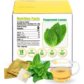 Soilmount Organic Peppermint Leaf Tea | Caffeine-Free Mint Herbal Tea | 18 Tea Bags