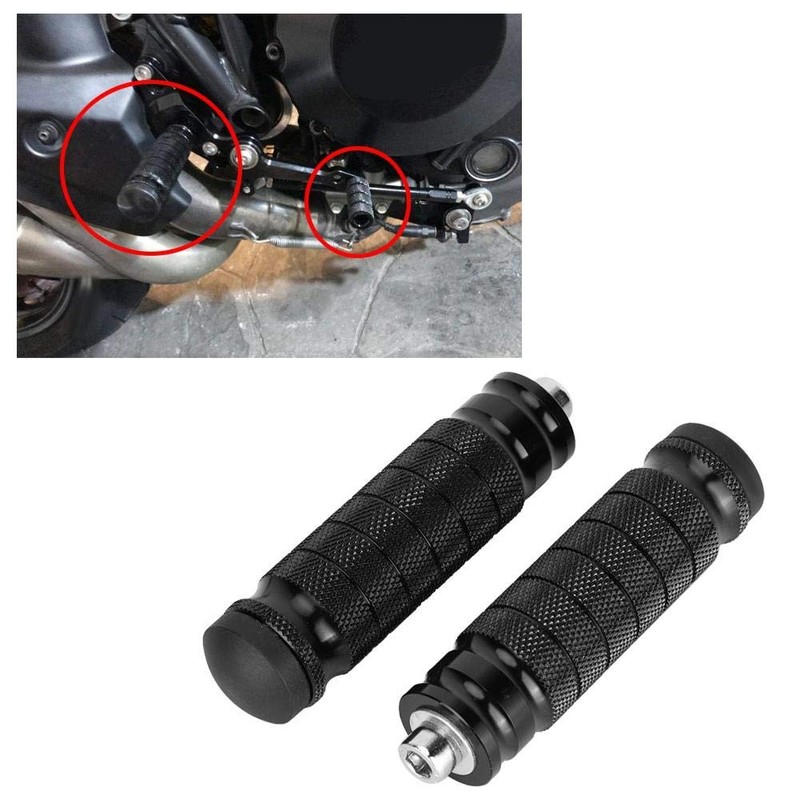 Akozon 2pcs CNC M8 Motorcycle Footrests Universal M8 Non-Slip Footrest