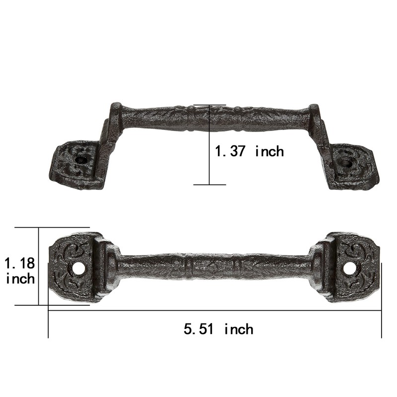 2 Packs 5.51" Dark Brown Barn Door Handles, Cast Iron