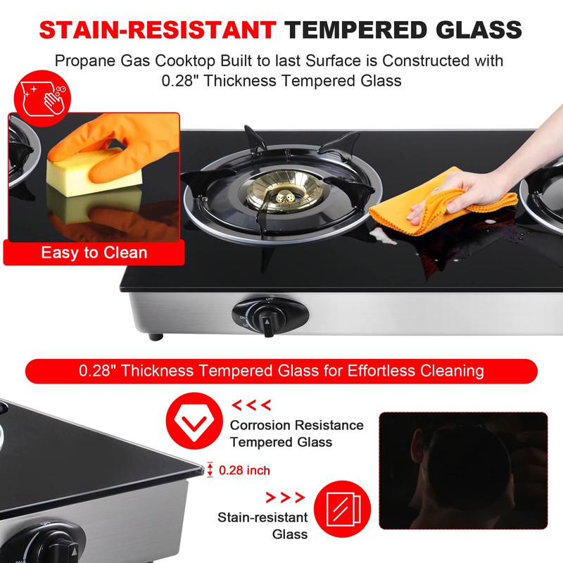 forimo Propane Gas Cooktop 2 Burners Gas Stove portable gas