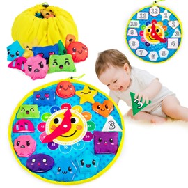 Inbeby 12 Pack Shapes Bean Bags - Educational Sensory Toys for Toddlers -Clock Beanbag Preschool Learning Activities Matching Games for Toddlers 1-3 year olds to Learn Colors, Shapes, Numbers