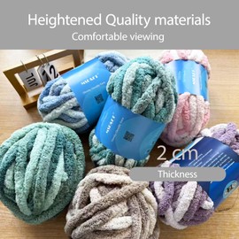 MSD&FT 2 Skeins of Chunky Chenille Yarn Thick Blanket Yarn (Multi Purple)