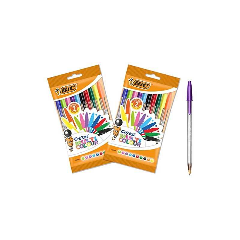 Bic Cristal Multicoloured Ballpoint Pens Large Nib (1.6 mm) -
