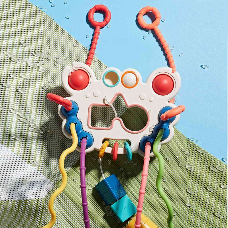Baby Pull String Toys Silicone Travel Pull String Activity Sensory