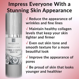 Peptide Complex Serum For Face & Collagen Support - Natural & Organic Anti Aging Skin Serum - Peptides, Hyaluronic Acid, Amino Acids & Vitamin E for Wrinkles, Hydrating, Firming & Elasticity